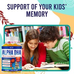 Brain Booster Memory Supplement Focus Gummies for Kids & Teens, Omega 3 & DHA 60