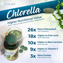 2x dBeauLab Phylum Natural Algae Spirulina Chlorella Superfood Chlorophyll 180s