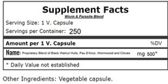 Para. & Worm Intestinal Flush Cleanse – Proprietary Blend – 250 Veggie Capsules