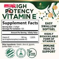 Vitamin E 180mg Per Serving – E Vitamins DL-Alpha, 120 Count (Pack of 1)