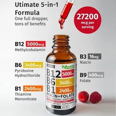 Vitamin B12 Liquid Supplement Dropswith B6, B1, Niacin & Folate -Edible Support
