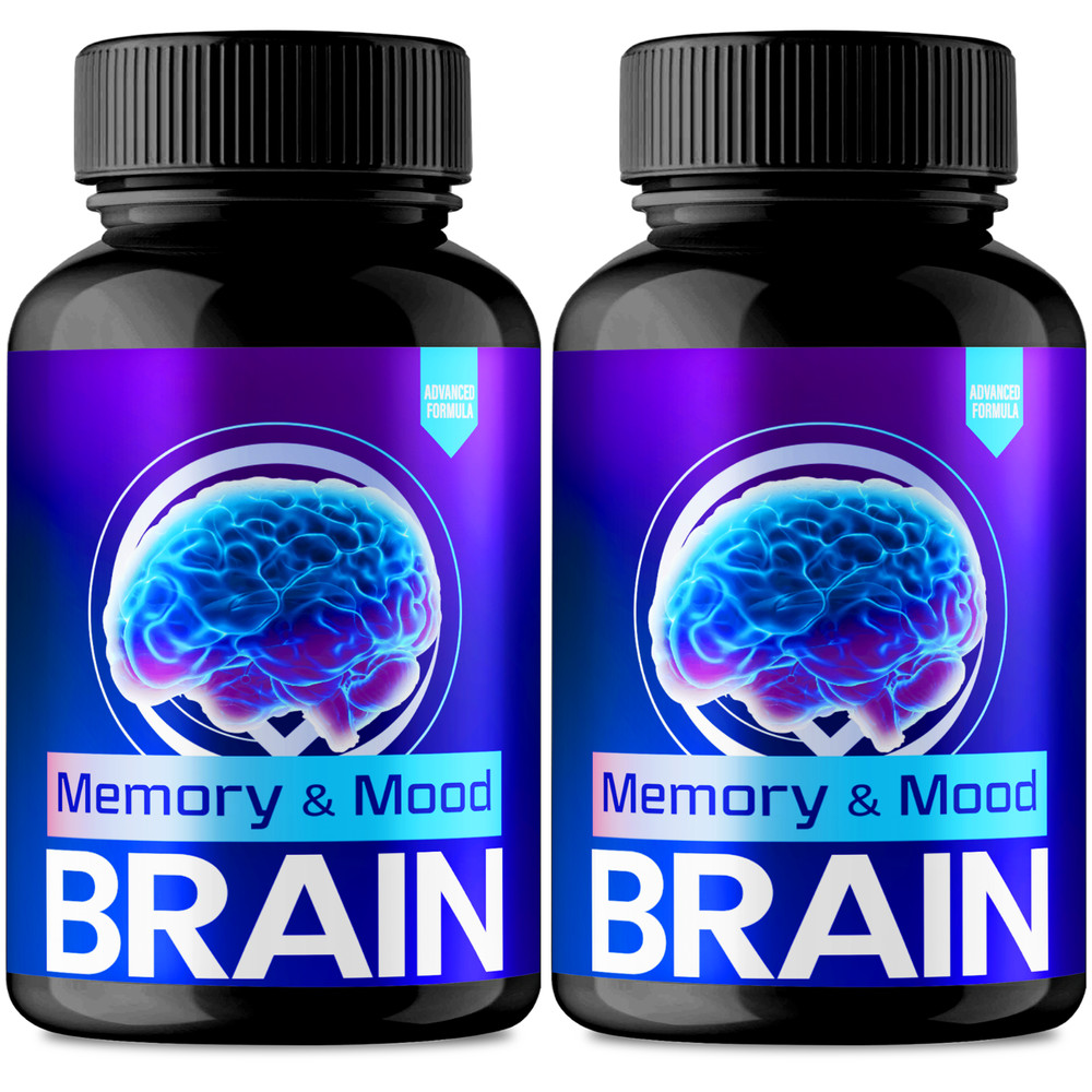 Brain Memory and Mood Capsules Supplements for Brain Health & Memory (2 Pack)