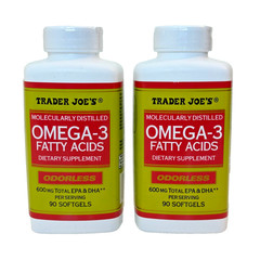2 Pack Trader Joe&rsquo;s Omega-3 Fatty Acids Dietary Supplement 90 Gels Each