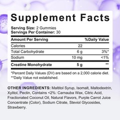 Creatine Monohydrate Supplements Muscle Growth Cognitive Focus Health 60 Gummies