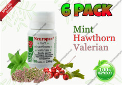 6 pack Valerian Hawthorn Mint Tablets Natural Sleep Aid Anti Stress Anxiety