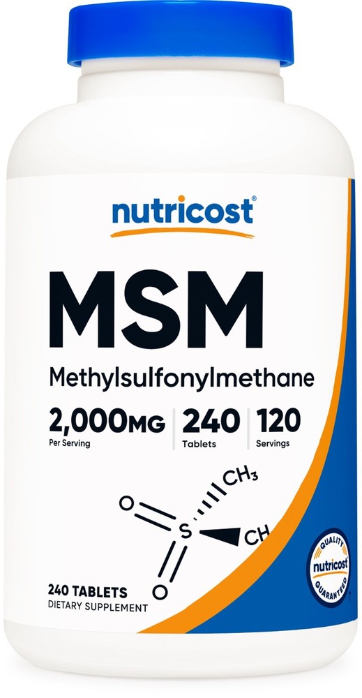 Nutricost MSM 2000mg Tablets (Methylsulfonylmethane) – 240 Tablets, 120 servings