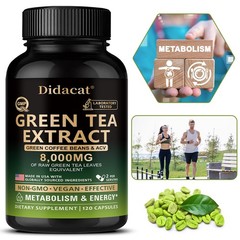 Green Tea Extract Capsules Coffee Beans Acv 8000mg Metabolism Energy 120 Count