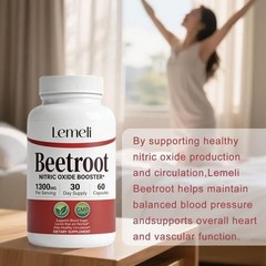 Lemeli Beetroot Capsules, Lemeli Beetroot Extract 1300mg, Pure, Non-GMO 60 Pcs