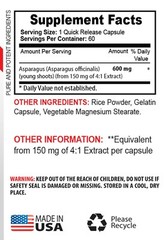 asparagus capsules – Asparagus Extract 600mg – blood pressure support 1 Bottle