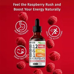 Vitamin B12 Liquid Supplement Dropswith B6, B1, Niacin & Folate -Edible Support