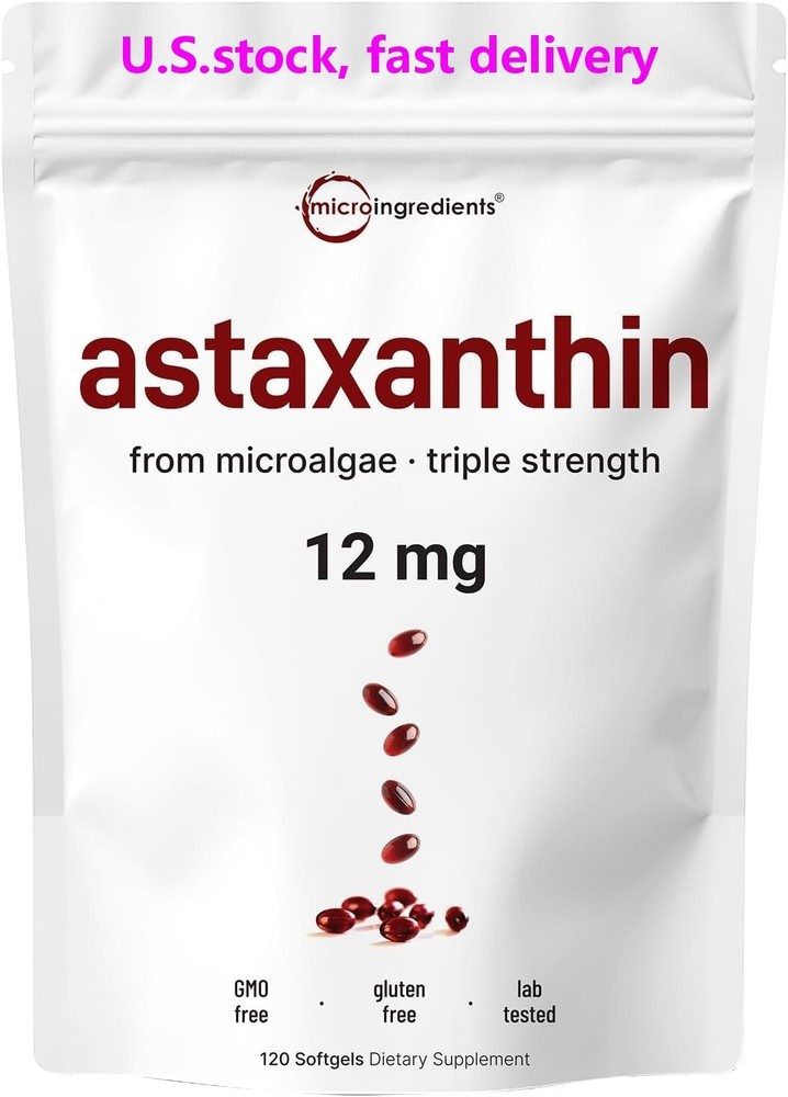 Astaxanthin 12mg Antioxidant Supplements Fresh Microalgae Eye Joint Skin Health