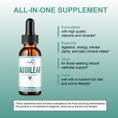 (5 Pack) Audileaf Drops, Audileaf Tinnitus Support Liquid Supplement (10oz)