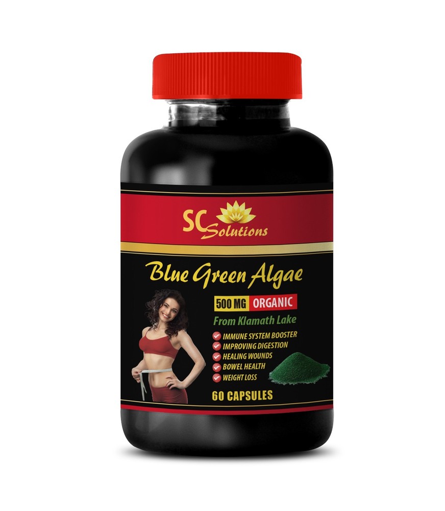 Pure Algae – BLUE GREEN ALGAE 500MG – Detox Support 1 Bottle 60 Capsules