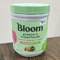 Bloom Greens & Superfoods Strawberry Kiwi Organic Vegan Powder 48 Serv 10.24oz