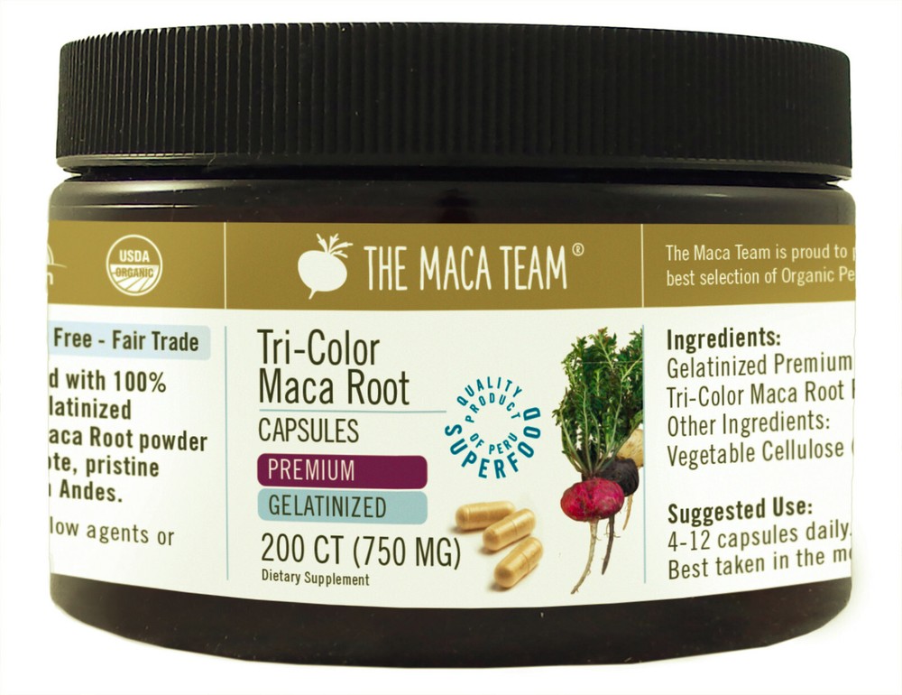 Gelatinized Premium Maca Root Capsules – Certified Organic, Fair Trade, Non-GMO