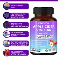 Organic Apple Cider Vinegar Capsules – 1600mg with Green Tea 120 Vegetarian Caps