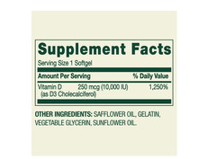 Spring Valley Extra Strength Vitamin D3 250 mcg 10000 IU Softgels 200 Ct, 3PK
