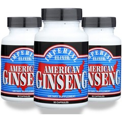 Imperial Elixir American Ginseng Capsules 50 Count Powder 2 Rice 3 Pack