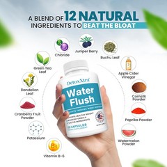 Water Flush Diuretic-Support for Fluid Balance,Bloating Relief&Detox 30~120 Caps