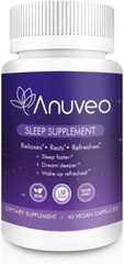 Anuveo Herbal Sleep Aid – Vegan Supplement with Melatonin and Magnesium, 60 Caps