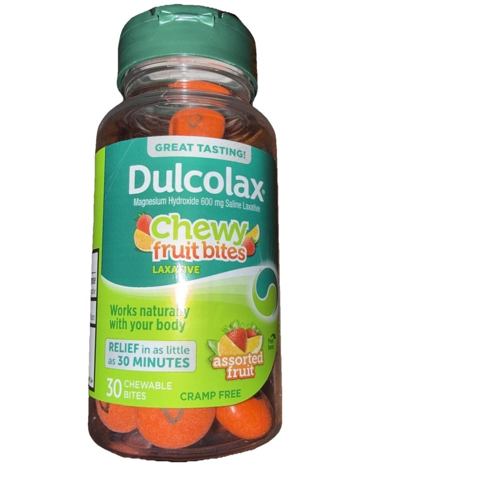 Dulcolax Saline Laxative Chewy Fruit Bites Cherry Berry Fast Relief 30 Count