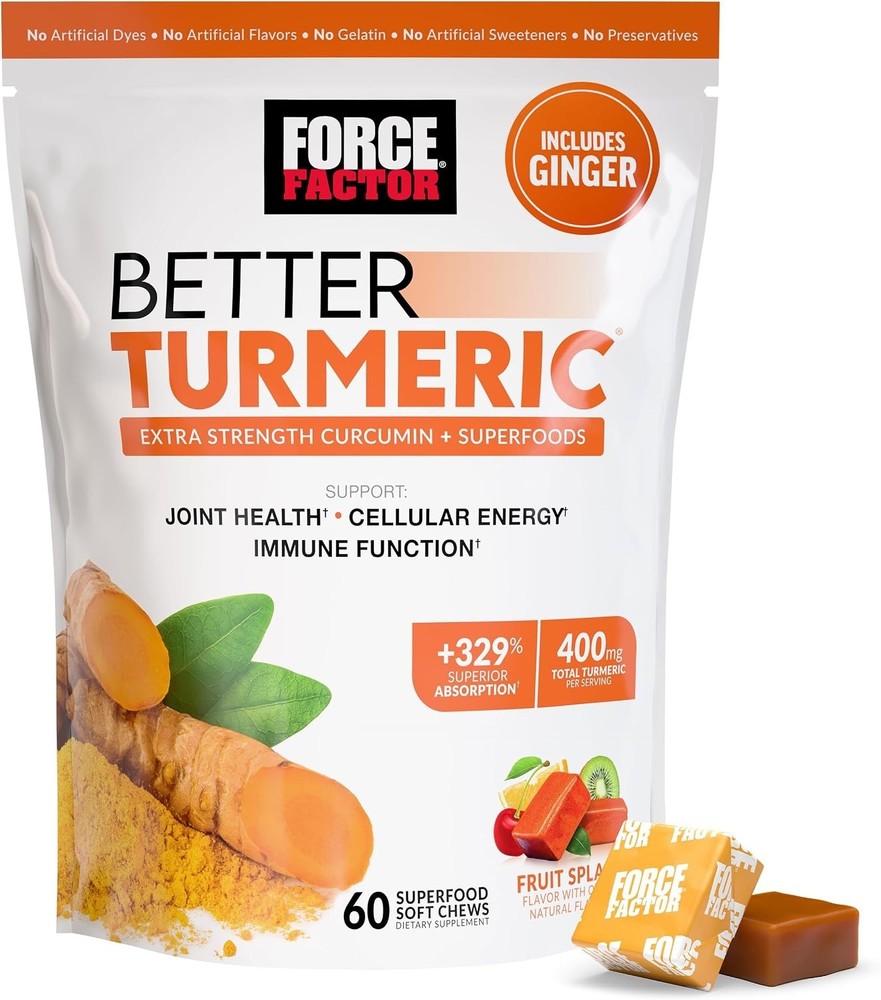 FORCE FACTOR Better Turmeric Supplement 400mg with Black Pepper & Ginger, Extra