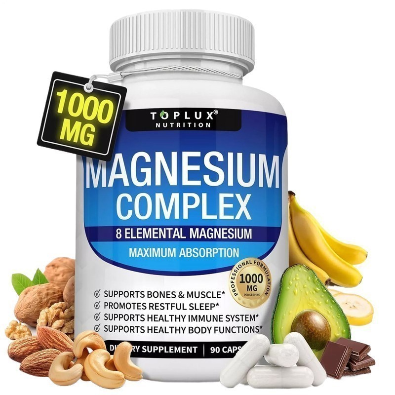 3Pack Toplux Nutrition Magnesium Complex 1000mg Supports 8 Elemental Magnesium++