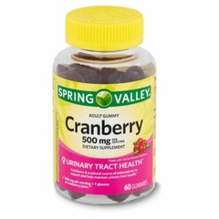 Spring Valley Adult Gummy Cranberry Dietary Supplement, 500 mg, 60 count..
