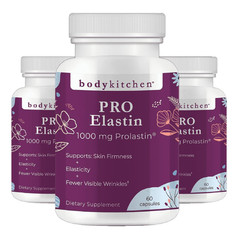 Body Kitchen Pro Elastin Peptides 1000mg, Pure Marine-Derived from France, Elast