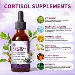 Cortisol Supplements for with Magnesium, Ashwagandha Mood, Focus, Sleep -2 FL.OZ
