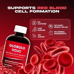 Globulo Rojo High Potency Iron & Vitamin B12 Liquid Dietary Supplement 16 FL OZ