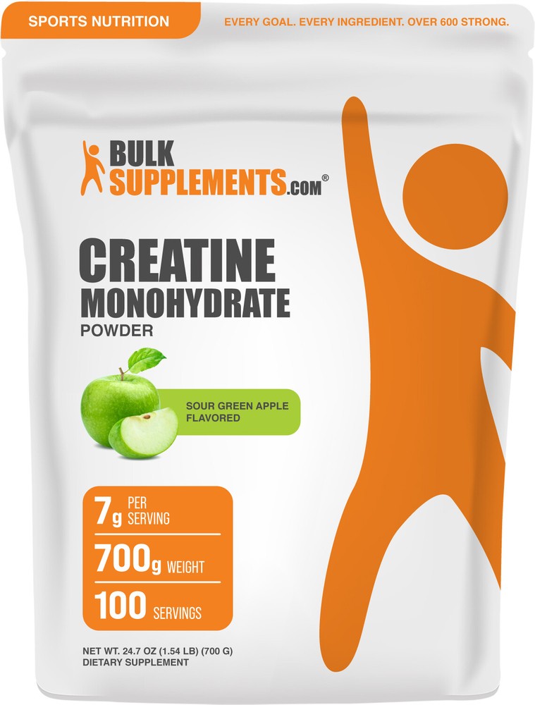 BulkSupplements Creatine Monohydrate Powder – Sour Apple – 7g per Serving