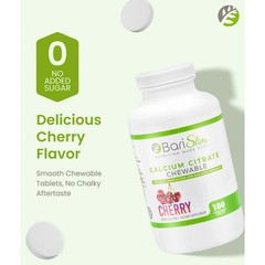 BariSlim Calcium Citrate Chewable Tablet Dietary Supplement, Cherry – 180ct