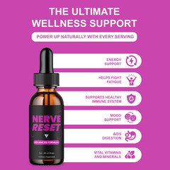 (5 Pack) Nerve Reset Nootropic Drops, NerveReset Advanced Formula (10oz)