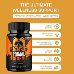 (2 pack) Primal Storm Performance Support, PrimalStorm Capsules – (120 Capsules)