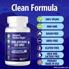 Melatonin 20mg Quick Dissolve Tablets | Sugar Free, Vegan, Berry Flavor