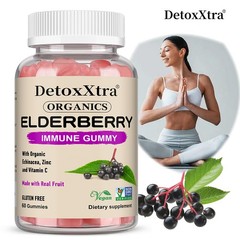 Triple Strength Elderberry Gummies-With,Zinc&Vitamin C for Immune Support 60 Pcs
