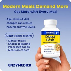 Enzymedica Digest Basic – Digestive Enzyme 30 Count (Pack of 1), No Color