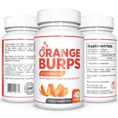 Orange Burps D-Limonene Supplement – Orange Peel Extract – 3 Packs, 120 Softgels