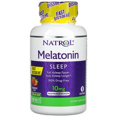 Melatonin, Fast Dissolve, Maximum Strength, Strawberry, 10 mg, 100 Tablets