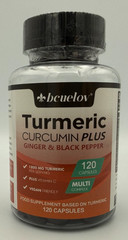 Bcuelov Turmeric Curcumin Plus Ginger & Black Pepper 120 Capsules Vegan Suppleme