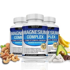 3Pack Toplux Nutrition Magnesium Complex 1000mg Supports 8 Elemental Magnesium++