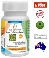 Green Coffee Bean Extract Capsules (55% Chlorogenic Acid) – 400mg – AU Stock