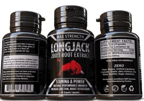 Max Strength Longjack 200:1 Root Extract Stamina & Power Booster 60 Caps