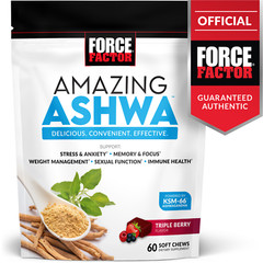 Force Factor Amazing Ashwa Soft Chews w/ KSM-66 Ashwagandha for Stress Support