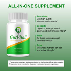 (3 Pack) GutVitali Digestive Support, Gut Vitali Supplement (180 Chewables)