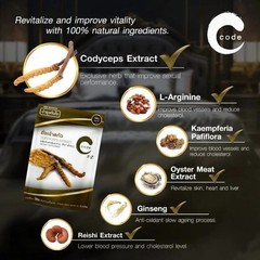 Code x-2 Cordyceps Supplement Extract Dietary Men Vitality Support 2 Caps/ pack