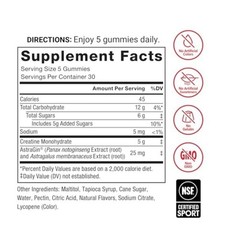 Force Factor Creatine Monohydrate Gummies Watermelon 150 Ct NSF Sport 5g