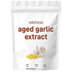 Odorless Aged Garlic Softgels Extract 7500mg Equivalent Herbal Supplement 300 ct