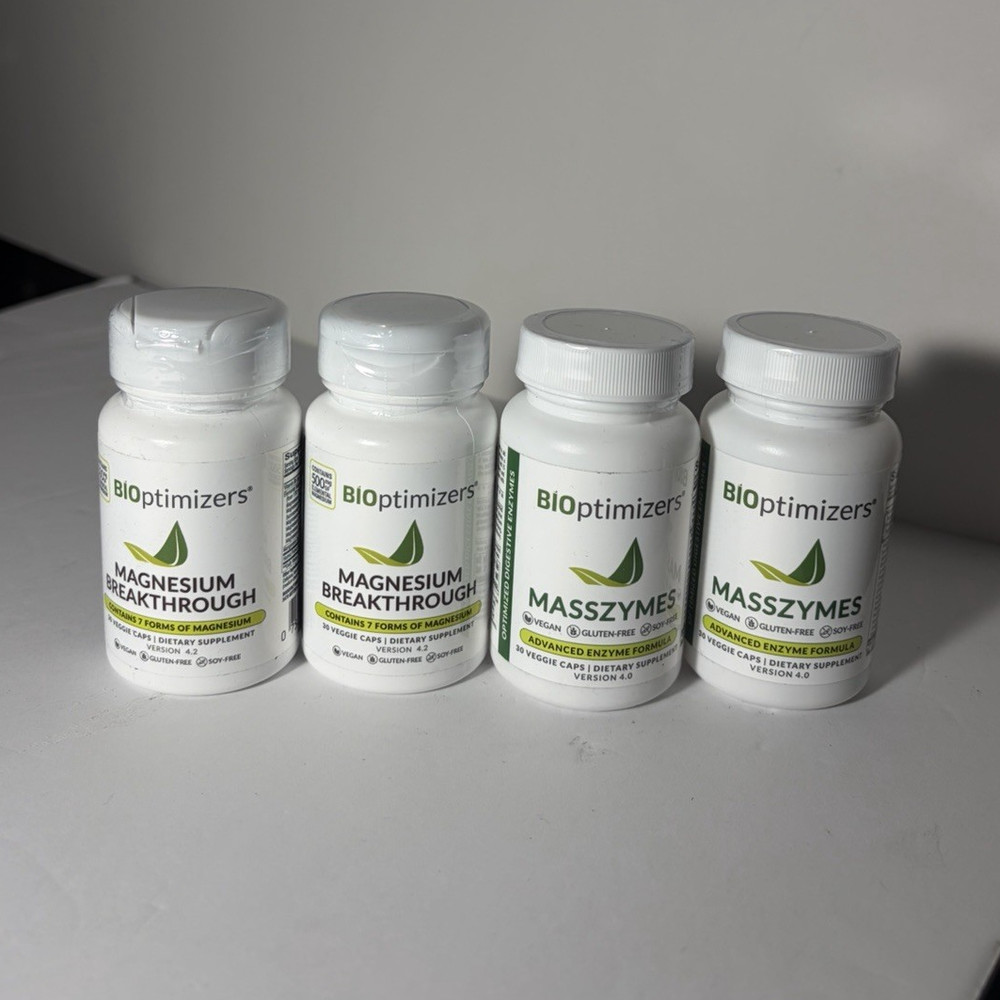 BiOptimizers Magnesium Breakthrough + MassZymes Digestive Support 60 Caps bundle